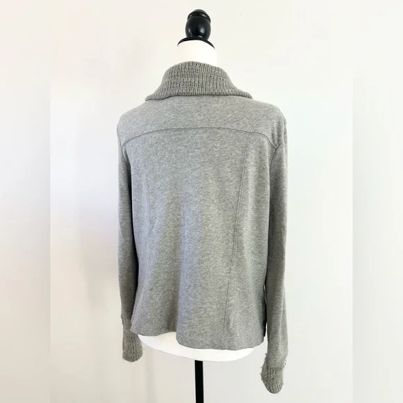 Anthropologie Grey Zip-up Motorcycle Style Sweater - size Medium - Picture 6 of 9